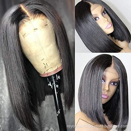 Best Selling Cheap Short Styled Pre Plucked HD Swiss Glueless Side Part Lace Front Human Hair Bob Wigs for Black Women